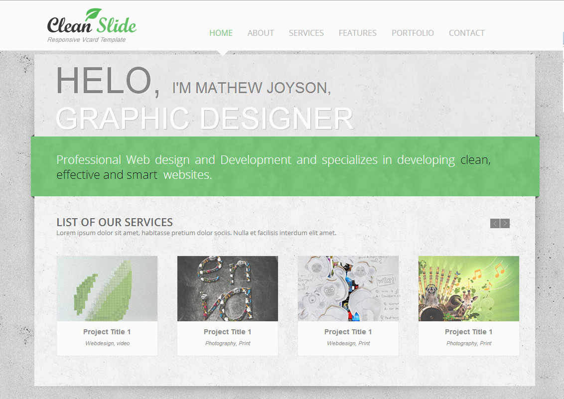 Clean Slide Responsive vCard